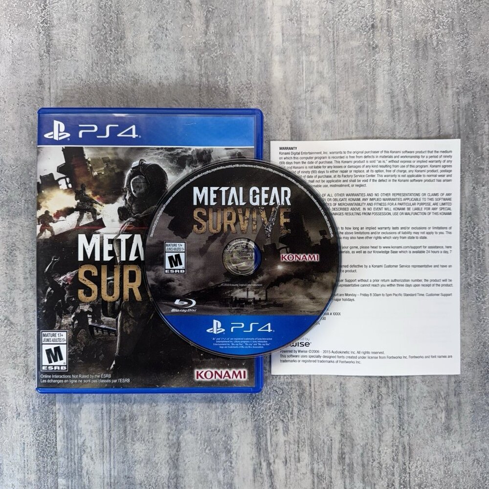 Metal Gear Survive PS4 Video Game Sony PlayStation 4 2018 Konami Tested Works